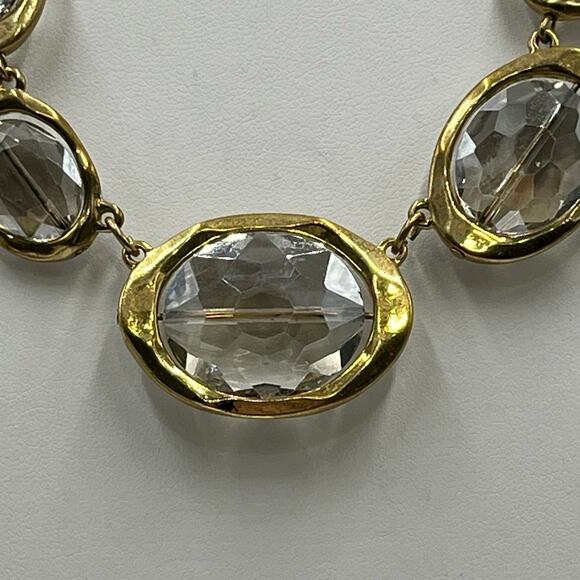 RLM Robert Lee Morris SOHO Gold Plated Clear Faceted Stone Necklace - Picture 2 of 8